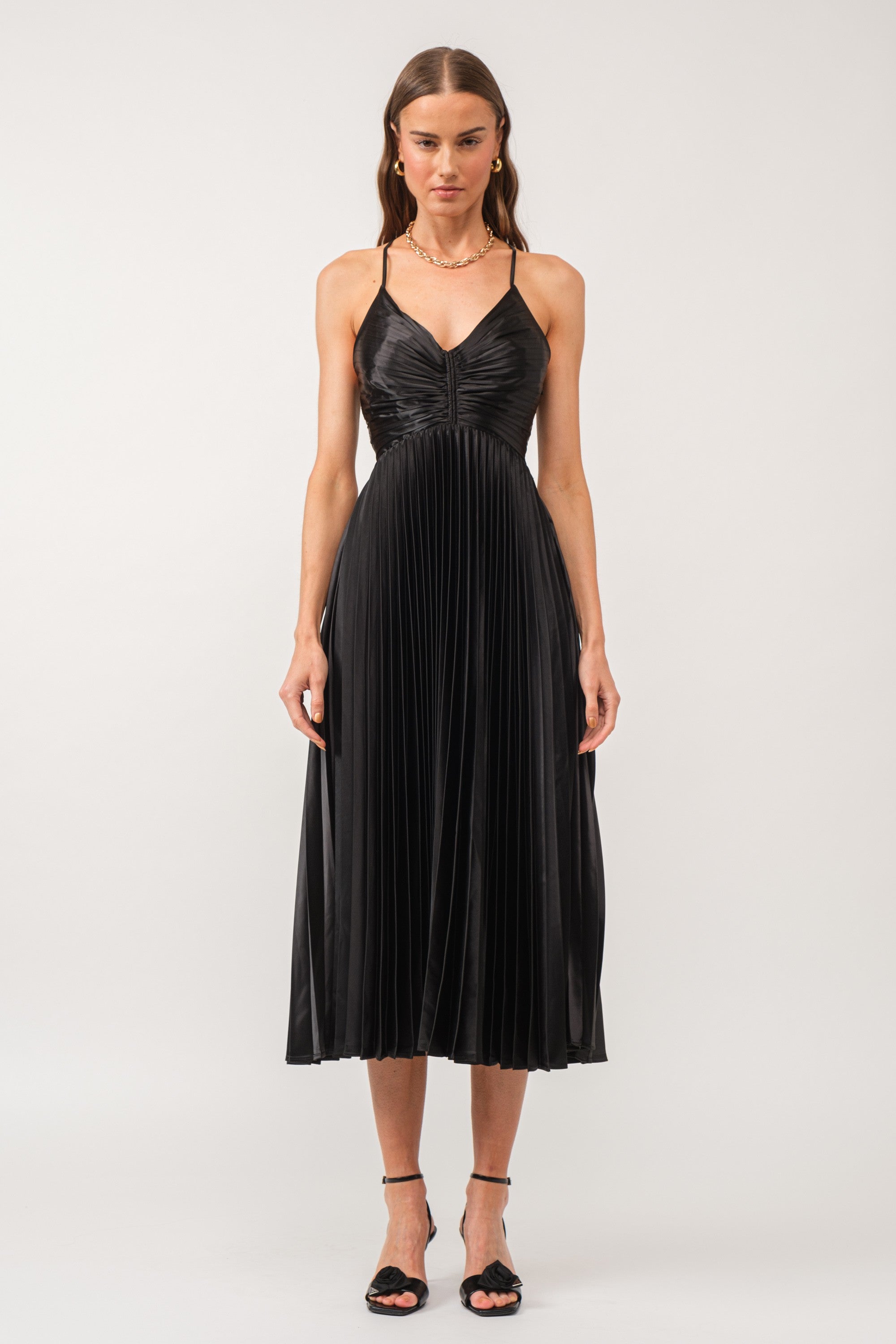 Aria Pleated Midi Dress