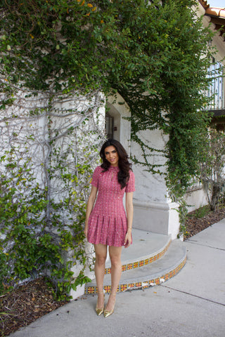 Vanna Pleated Tweed Dress