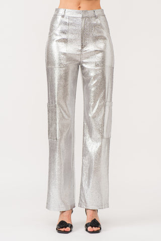 Kat Metallic Vegan Leather Pants