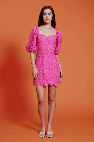 Fuchsia pink lace sales dress